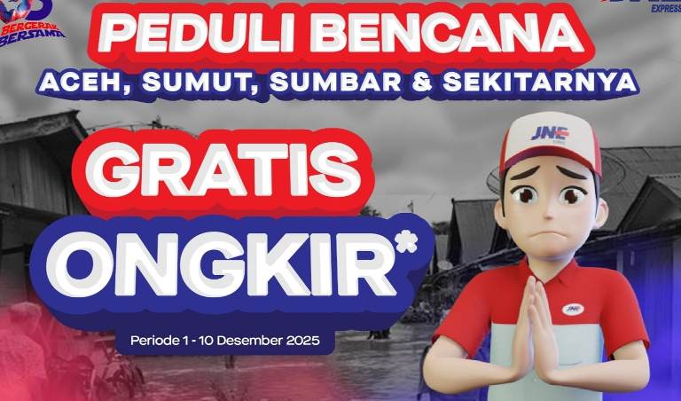 JNE Gratiskan Ongkir ke Aceh, Sumbar, dan Sumut 