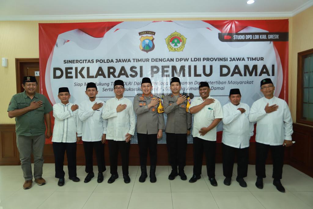 Kapolres Gresik Bersama Kapolda Jatim Ikuti Deklarasi Pemilu Damai DPW LDII Jawa Timur