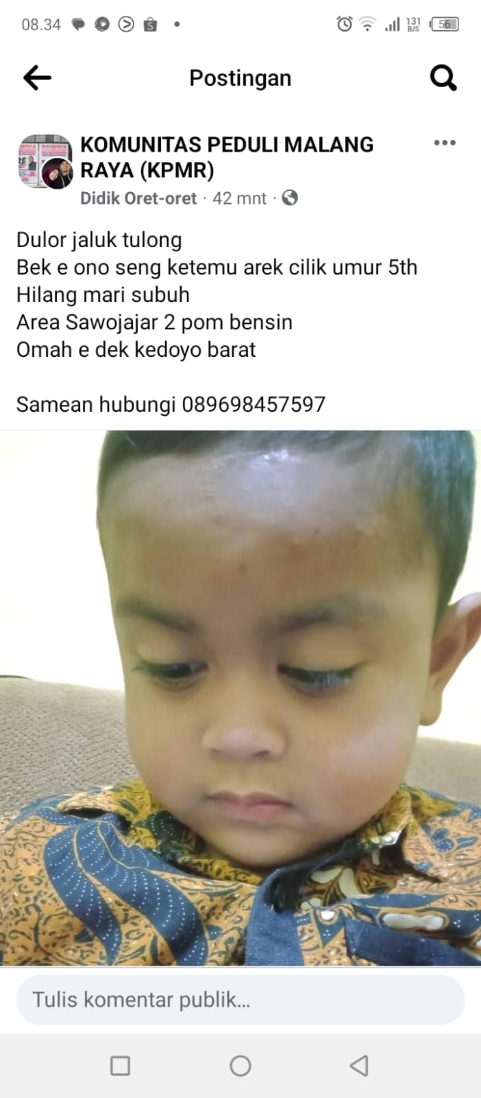 Keluar Rumah Jam 4 Pagi, Bocah Umur 7 Tahun Hilang