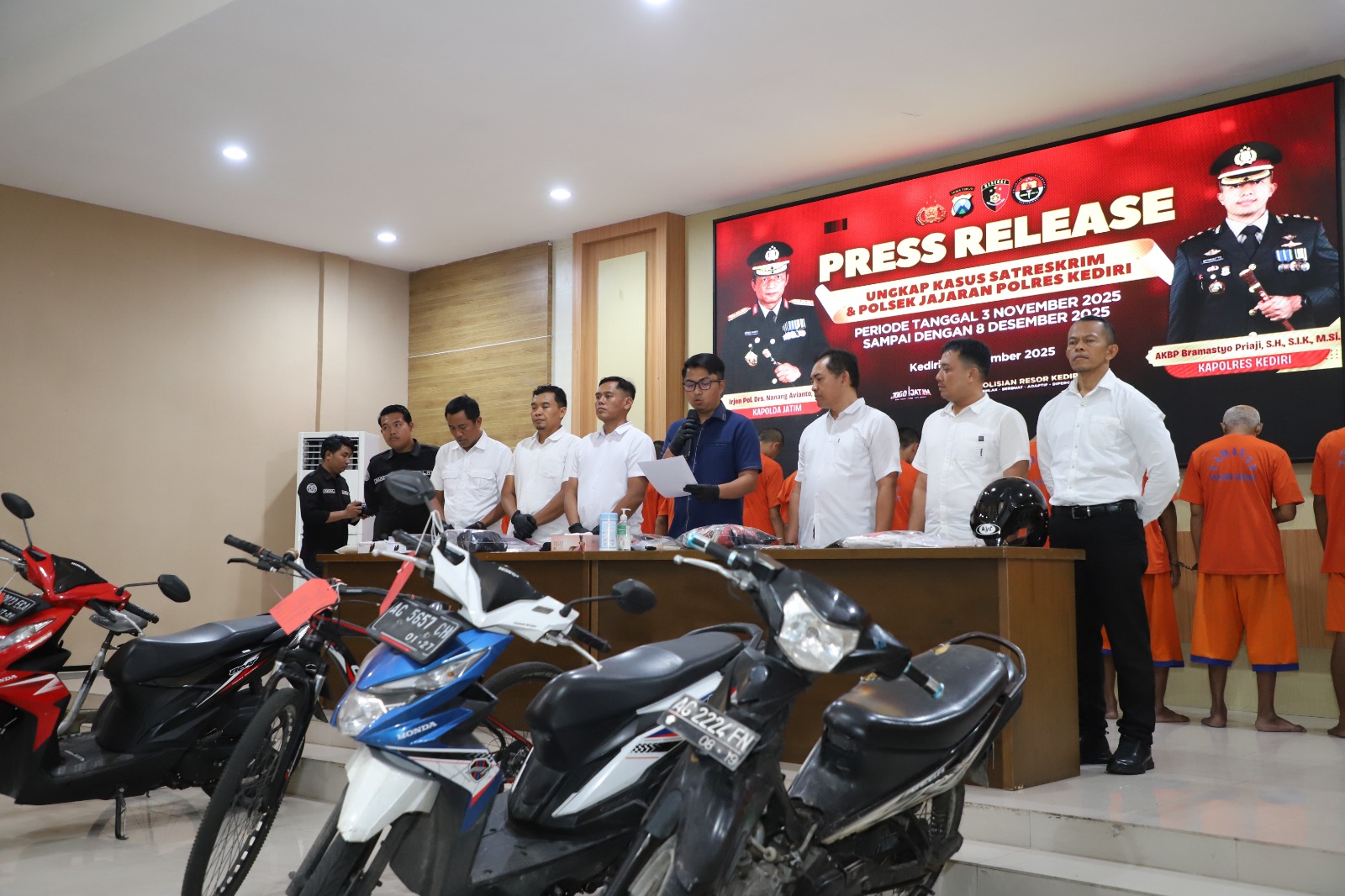 36 Hari, Polres Kediri Ungkap 19 Kasus, Tangkap 33 Tersangka