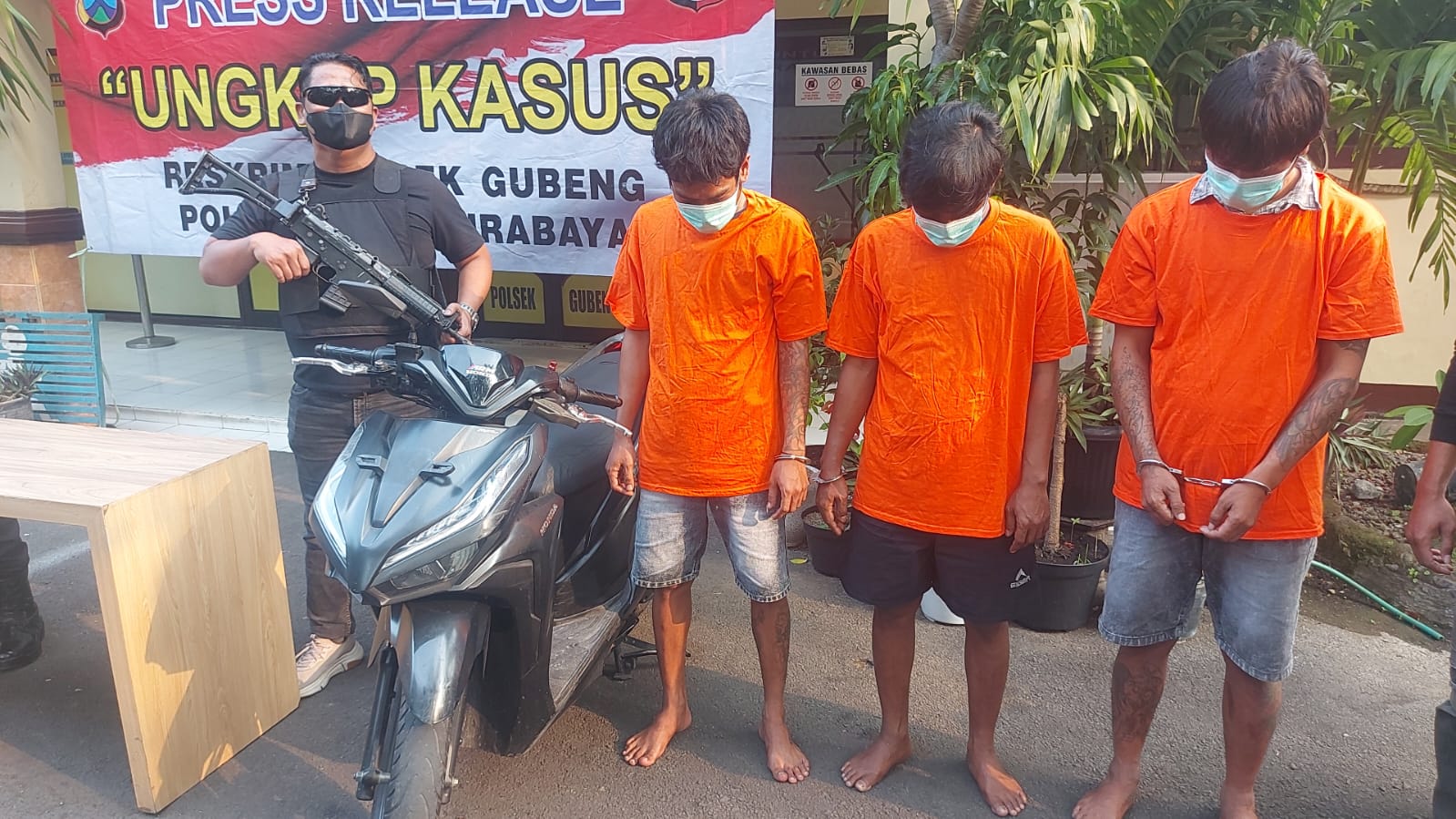 Tiga Bandit Motor Diringkus Polsek Gubeng, Dua di Bawah Umur