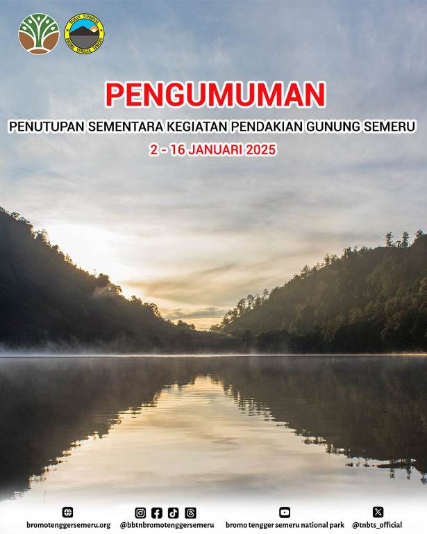 Jalur Pendakian Gunung Semeru Ditutup 2-16 Januari 2025