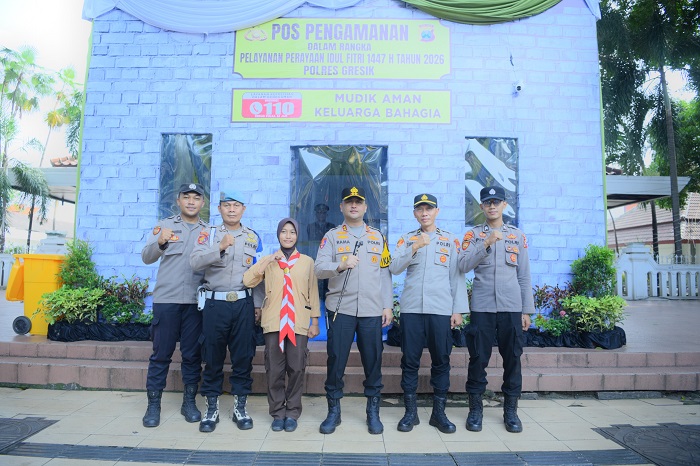 Kapolres Gresik Cek Kesiapan Personel dan Sarpras Pos Pelayanan Alun-Alun Jelang Idulfitri
