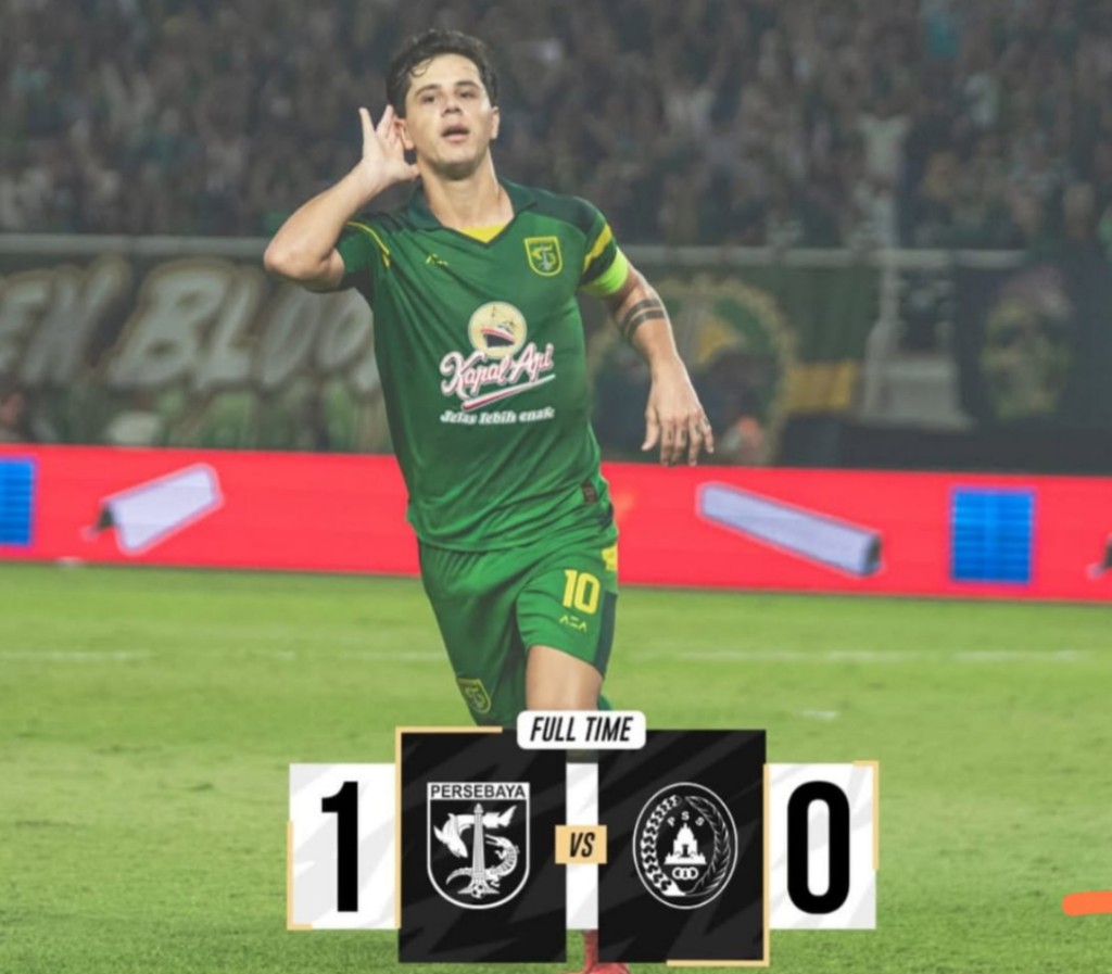 Persebaya Taklukkan PSS Sleman 1-0 di Stadion GBT, Gol Bruno Moreira Penentu Kemenangan