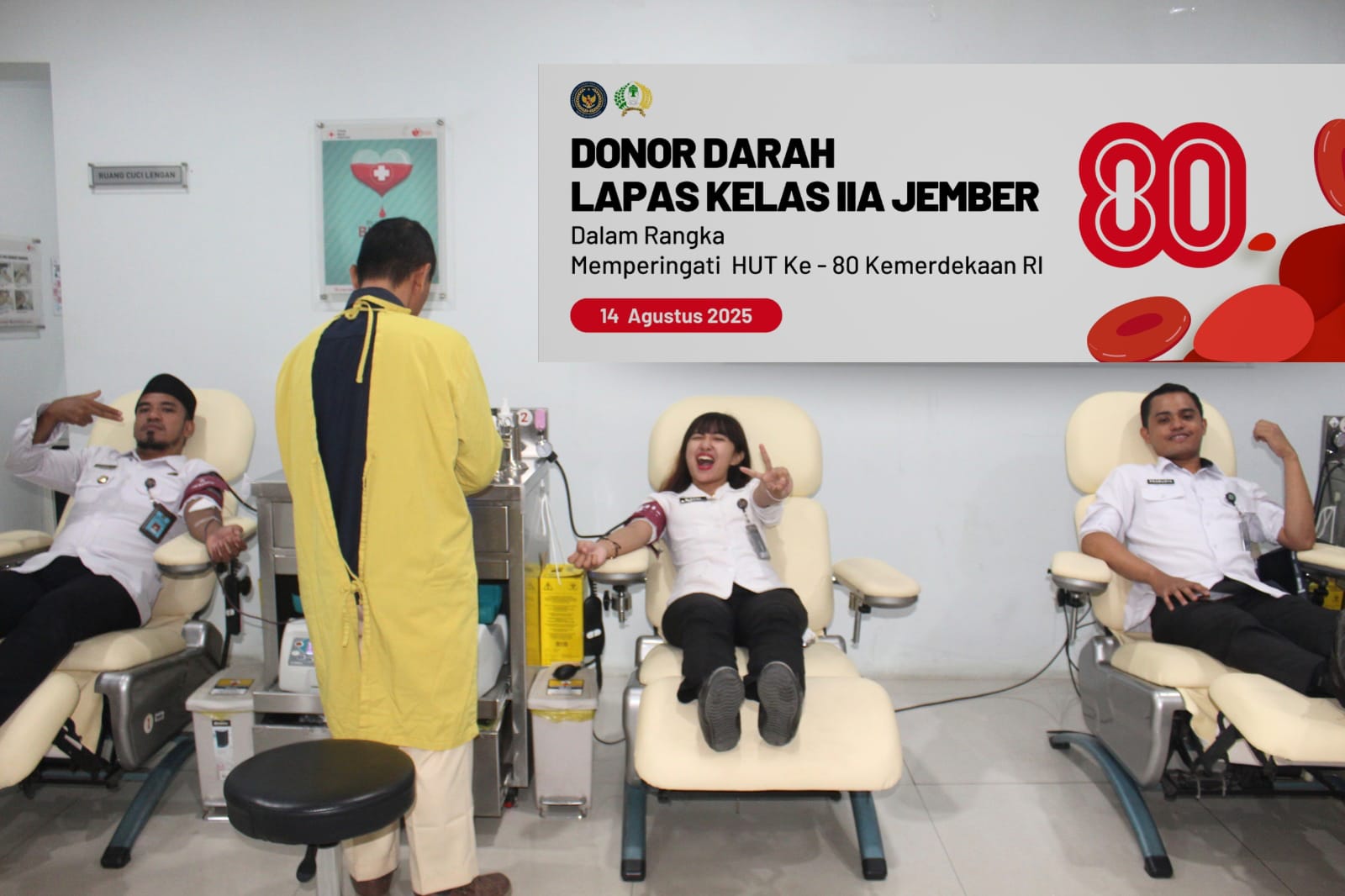 Peduli Sesama di Momen Kemerdekaan, Lapas Jember Sumbang 16 Kantong Darah