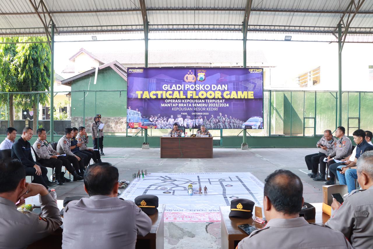 Polres Kediri Gelar Gladi Posko dan Tactical Floor Game Pengamanan Pemilu 2024