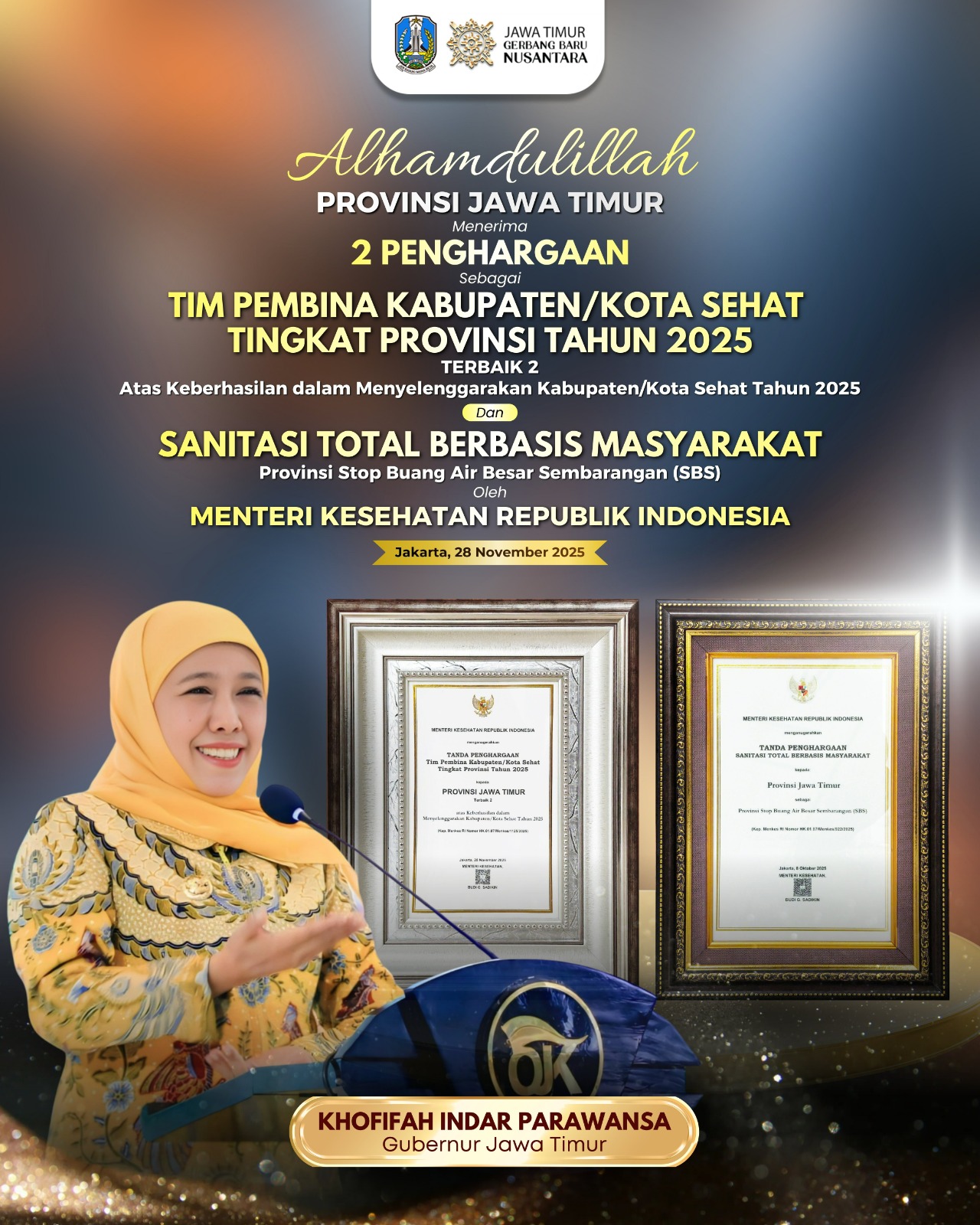 Pemprov Boyong 2 Penghargaan dari Kemenkes, Gubernur Khofifah Tegaskan Komitmen Tingkatkan Kualitas Kesehatan