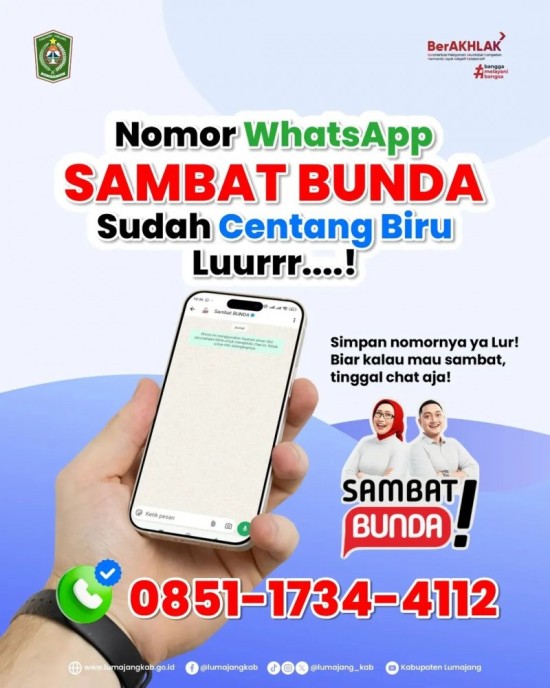 Layanan Sambat Bunda Resmi Centang Biru, Warga Lumajang  Lebih Mudah Sampaikan Aspirasi