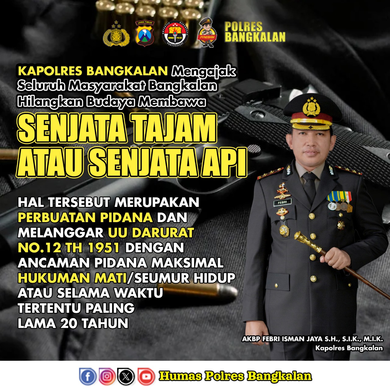 Polres Bangkalan Tegaskan Larangan Bawa Sajam dan Senpi