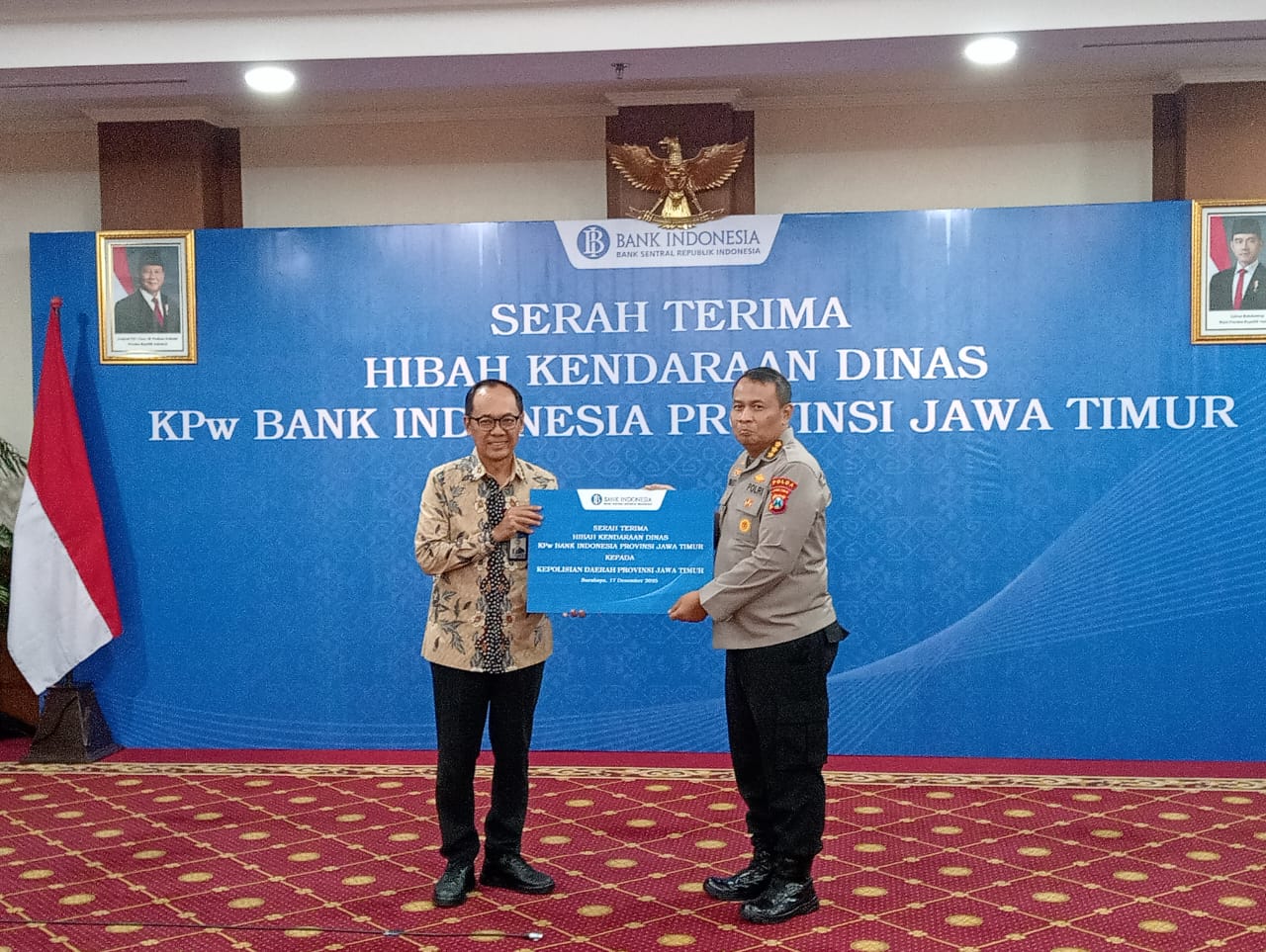 Dukung Tugas Polri, Bank Indonesia Jatim Hibahkan 3 Unit Ranmor
