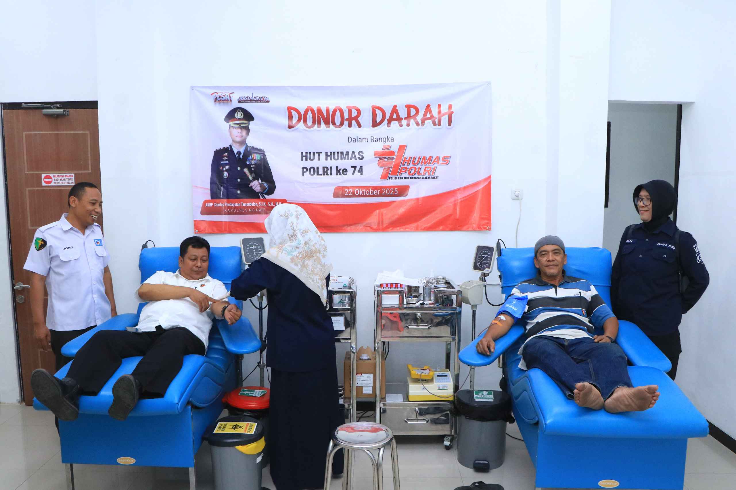 HUT Ke-74 Humas Polri, Polres Ngawi Gelar Donor Darah