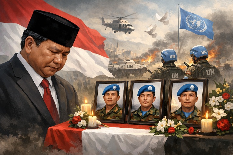 Prabowo Sampaikan Duka Gugurnya Tiga Prajurit TNI dalam Misi Perdamaian