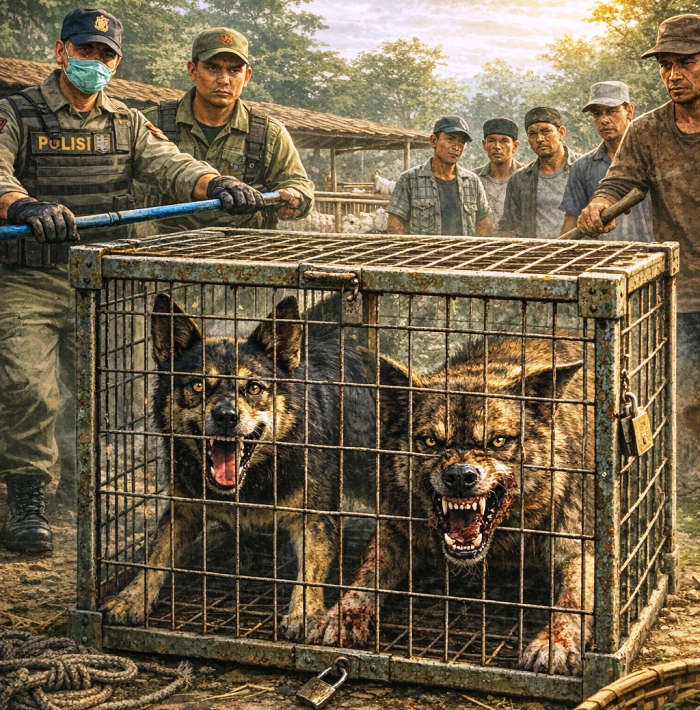 Teror Penyerang Belasan Kambing di Dagangan Berakhir, Dua Anjing Liar Tertangkap
