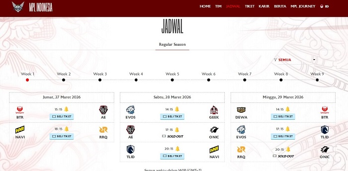 Jadwal MPL ID Season 17 Week 1: Big Match RRQ vs ONIC Jadi Sorotan Akhir Pekan Ini