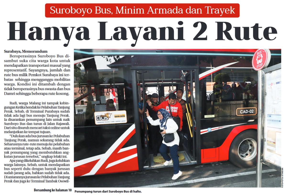 Suroboyo Bus, Minim Armada dan Trayek : Hanya Layani 2 Rute