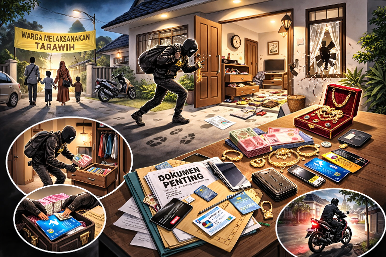 Rumah Warga Kedamean Gresik Dibobol saat Tarawih, Emas dan Uang Rp 45,8 Juta Raib