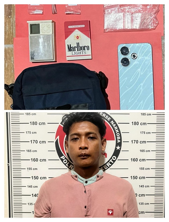 Satreskoba Polres Mojokerto Bekuk Kurir Sabu di Warung Nasi