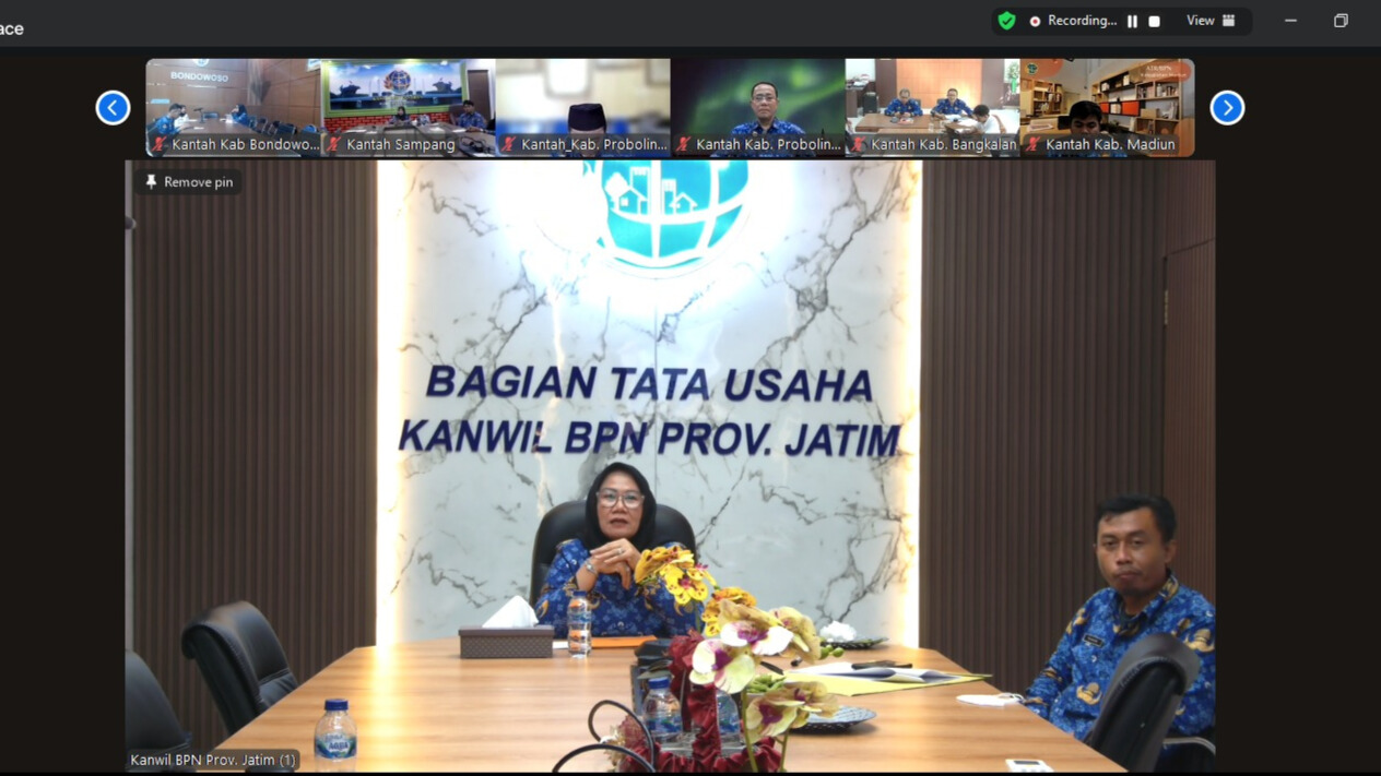 Kanwil BPN Jatim Rapat Zoom dengan Seluruh Kantah, Bahas Capaian Indeks Nilai Strategi Komunikasi