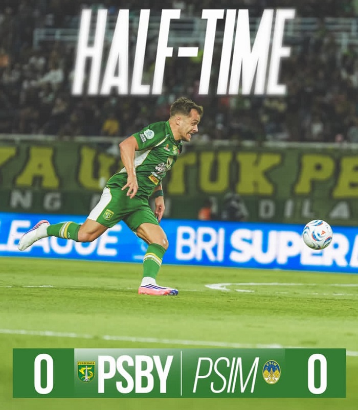 Babak Pertama, Persebaya Surabaya Kesulitan Bobol Gawang PSIM Yogyakarta
