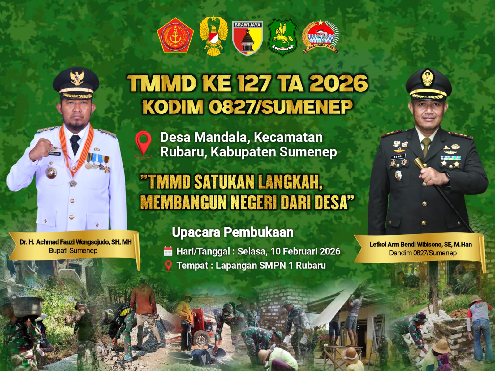Dibuka Hari Ini, TMMD ke-127 Kodim 0827/Sumenep Digelar di Kecamatan Rubaru