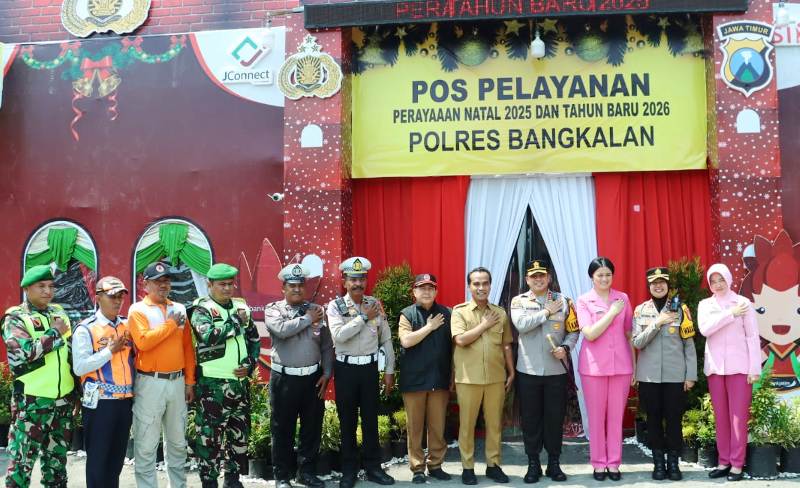 Kapolres Bersama Bupati Bangkalan Sambangi Pos Pam dan Pos Yan Nataru, Beri Motivasi Semangat Personel