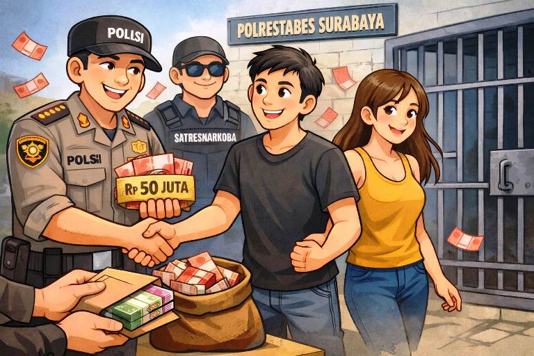 Satresnarkoba Polrestabes Surabaya Diduga Lepas Dua Budak Narkoba dengan Bandrol Rp 50 Juta