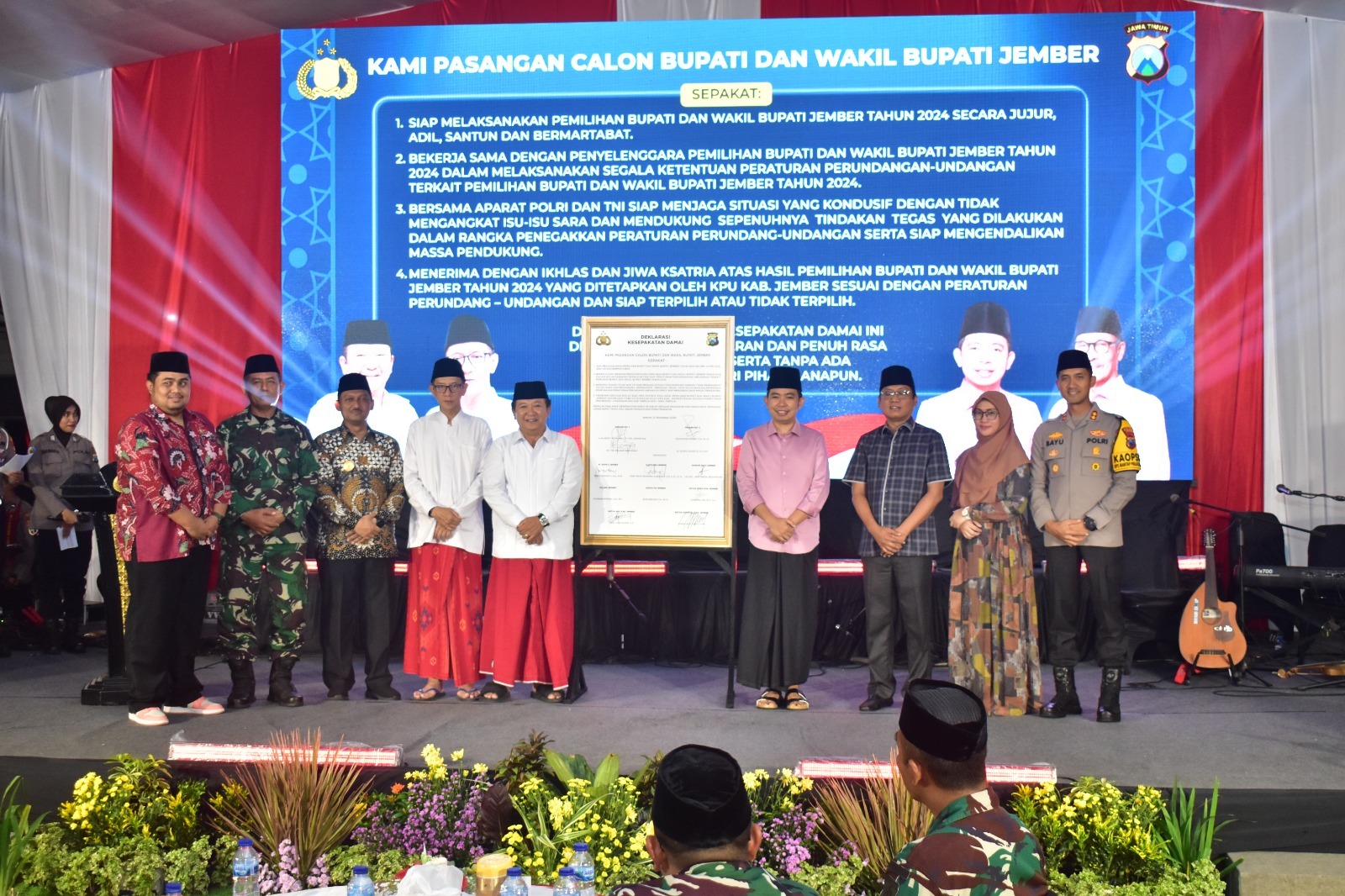 Ciptakan Pemilu Damai, Kapolres Jember Ajak Paslon Do’a Bersama dan Deklarasi