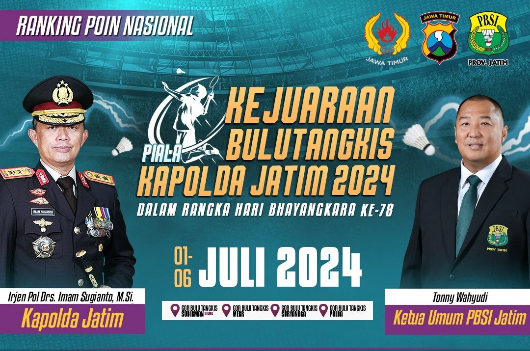 Besok Kejuaraan Bulutangkis  Piala Kapolda Jatim 2024  Dibuka 