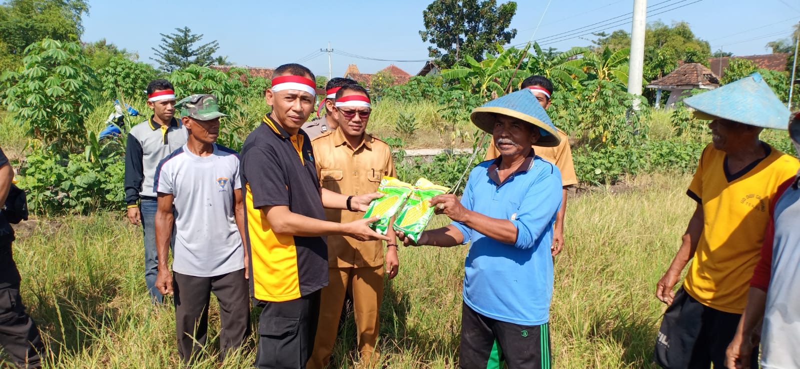 Polsek Benjeng Bagikan Bibit Jagung kepada Petani Desa Karangan Kidul