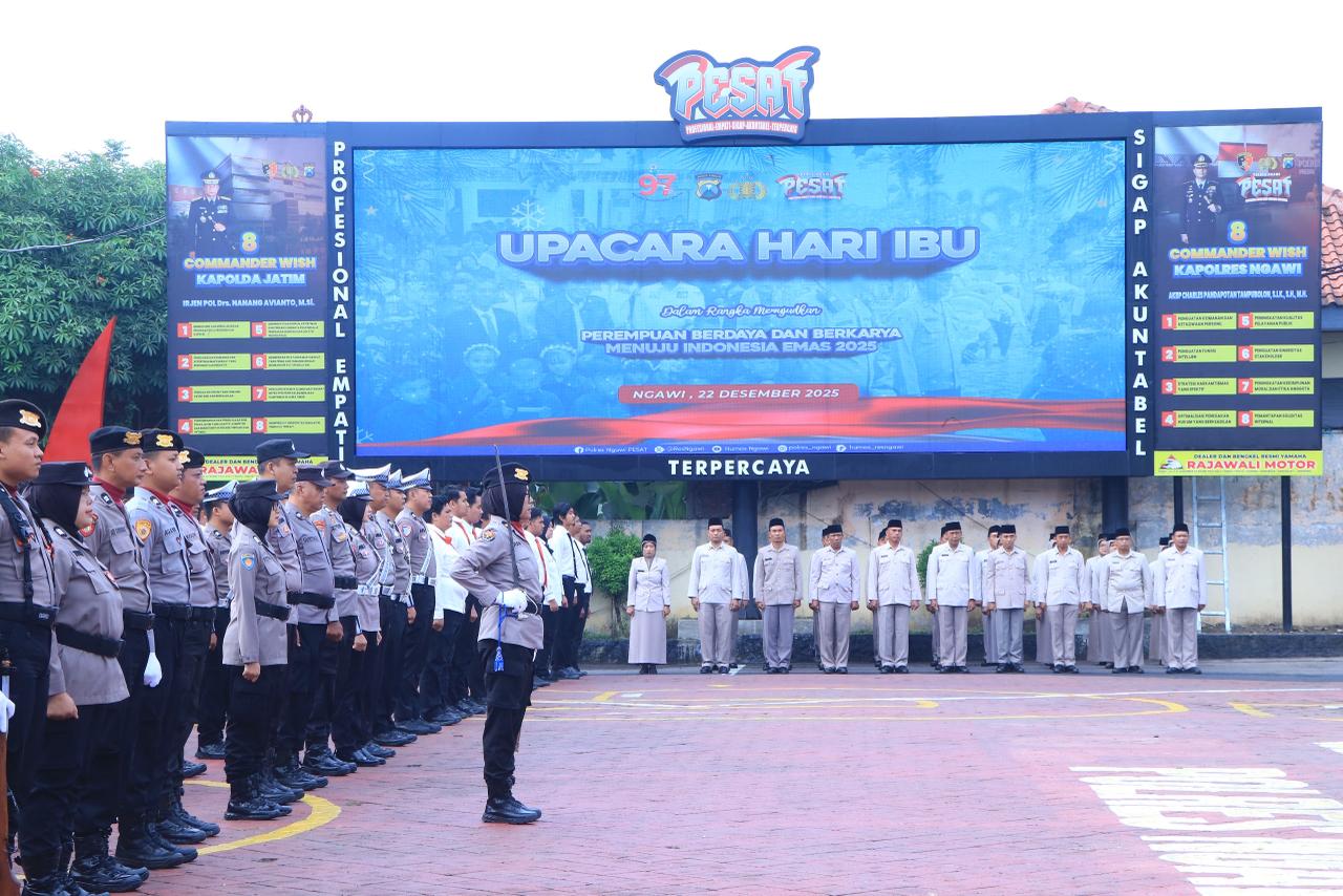 Polres Ngawi Gelar Upacara Peringatan Hari Ibu, Komitmen Dukung Kesetaraan Peran Perempuan