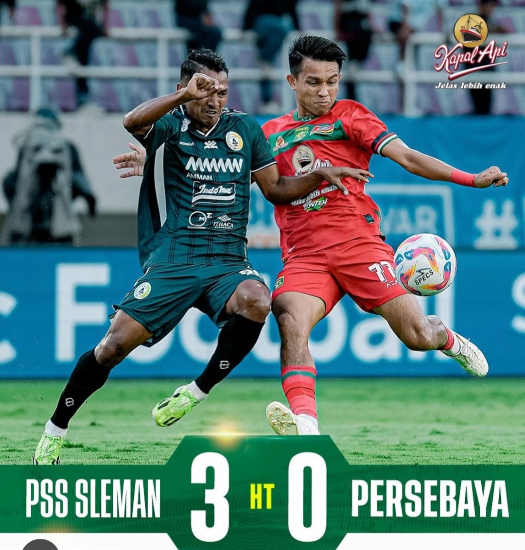 Hasil Babak Pertama PSS Sleman vs Persebaya Surabaya: Bajul Ijo Babak Belur, Tertinggal 3-0