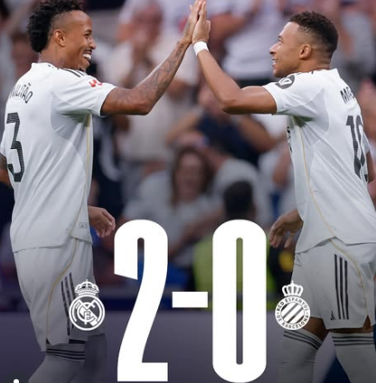 Real Madrid Tekuk Espanyol 2-0, Militao dan Mbappe Jadi Penentu, Bellingham Comeback