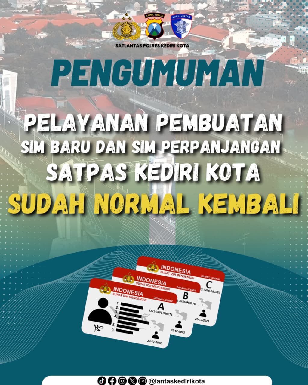 Pelayanan SIM di Satpas Polres Kediri Kota Kembali Normal Pascakerusuhan