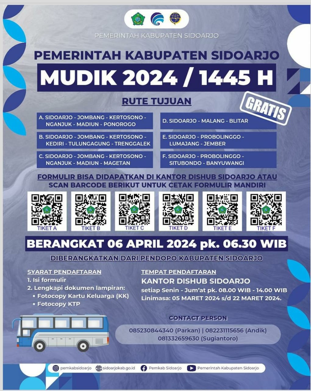 Mudik Gratis ala Sidoarjo Siapkan Kuota 1.400 Orang dengan Tujuan 6 Kota