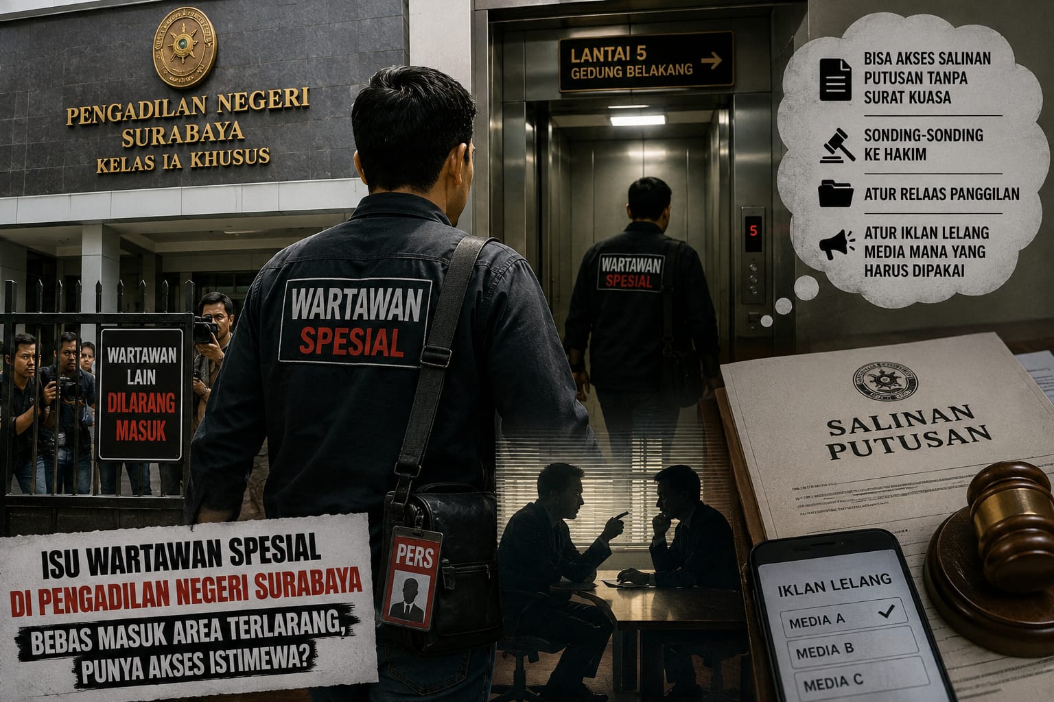 Heboh! Wartawan Spesial Diduga Bebas Keluar Masuk Area Terlarang PN Surabaya