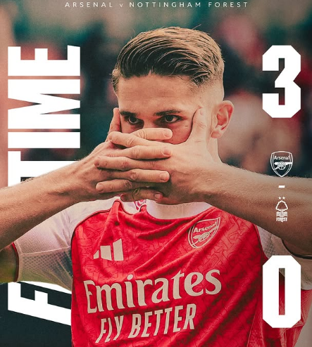 Arsenal Bungkam Nottingham Forest 3-0, Martín Zubimendi Cetak Dua Gol di Emirates