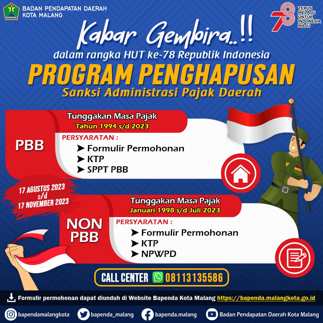 Bapenda Kota Malang Hapus Sanksi Administrasi PBB dan Non PBB, WP Luar Kota Bisa Manfaatkan Program ini