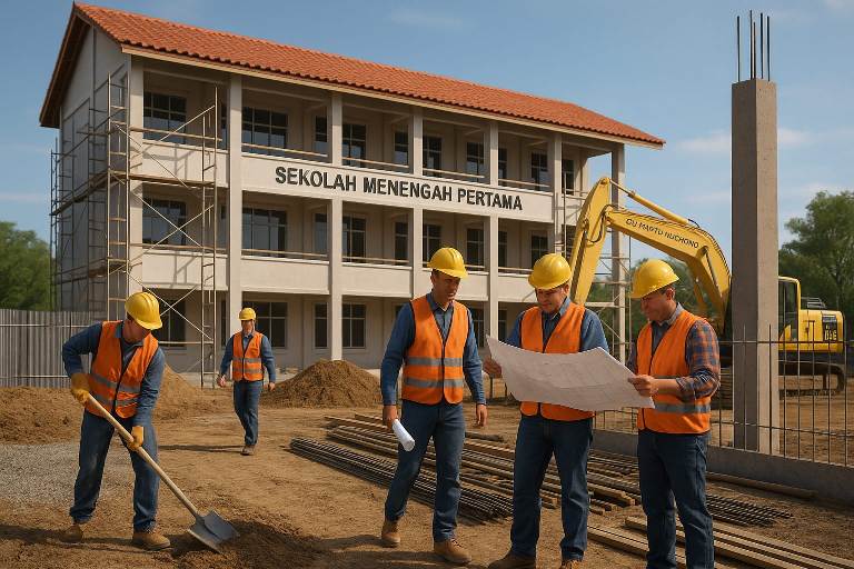 Pembangunan SMPN Medokan Ayu, Tahap Awal Dikerjakan CV Wahyu Nugroho, Nilai Kontrak Belum Diungkap