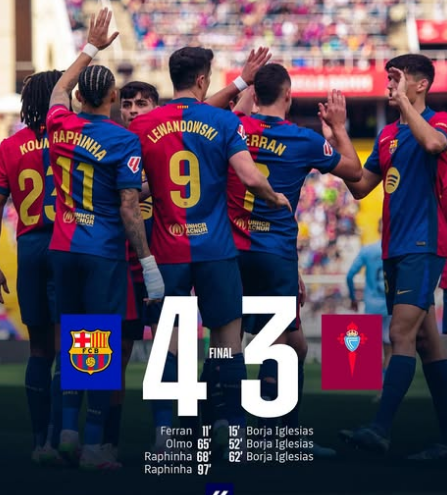 Comeback Luar Biasa Barca! Menang Lawan Celta, 7 Poin Tinggalkan Madrid