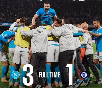 Napoli Bungkam Inter 3-1, De Bruyne dan McTominay Antar Partenopei Kembali ke Puncak Serie A