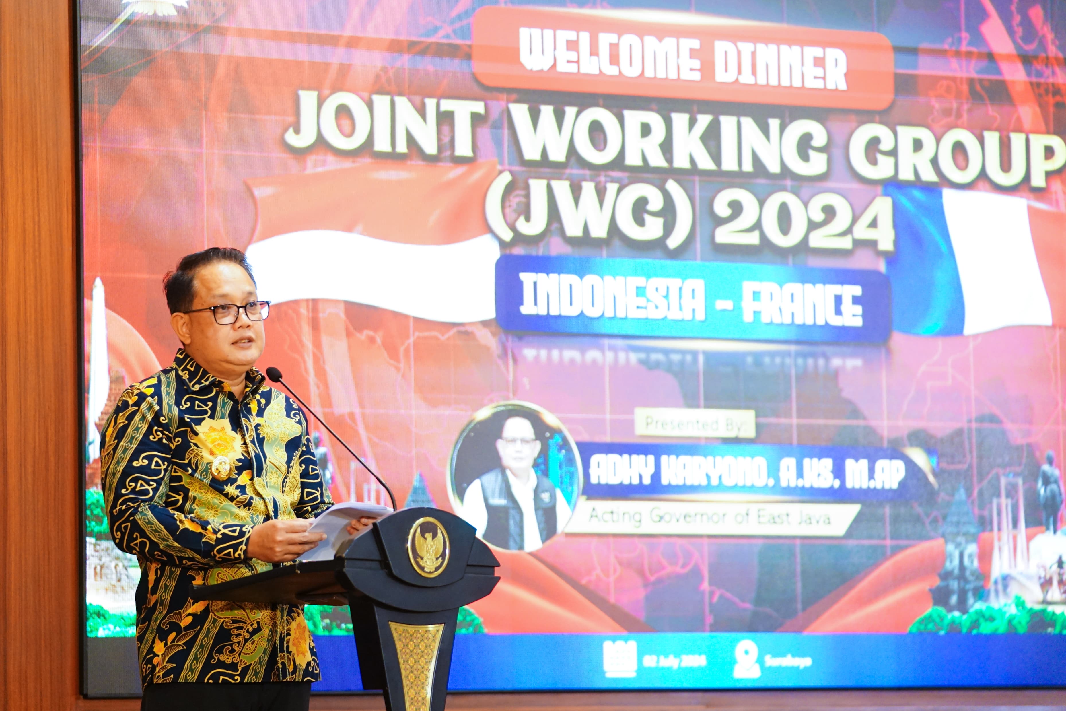 Pj Gubernur Promosikan Keindahan Wisata Jatim di Welcome Dinner Indonesia-Prancis