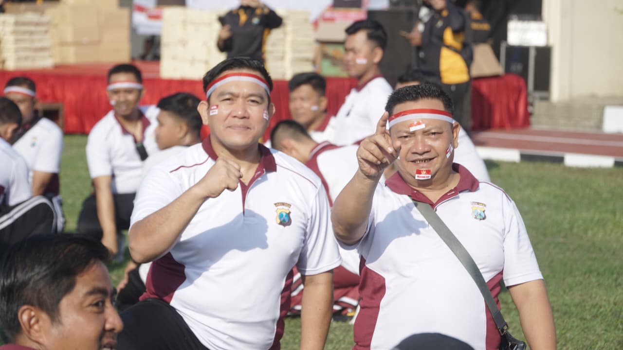 Pererat Soliditas, Polres Blitar Gelar Olahraga Bersama dalam Rangka HUT Ke-80 Kemerdekaan RI