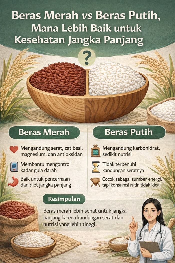 Beras Merah vs Beras Putih, Mana Lebih Baik untuk Kesehatan Jangka Panjang