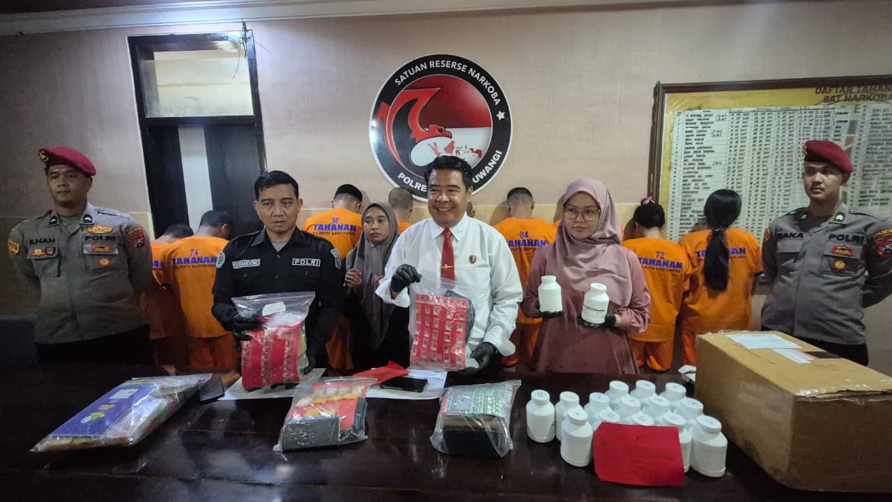 Polresta Banyuwangi Gulung 25 Tersangka dan Ungkap 22 Kasus Narkoba dalam Sebulan