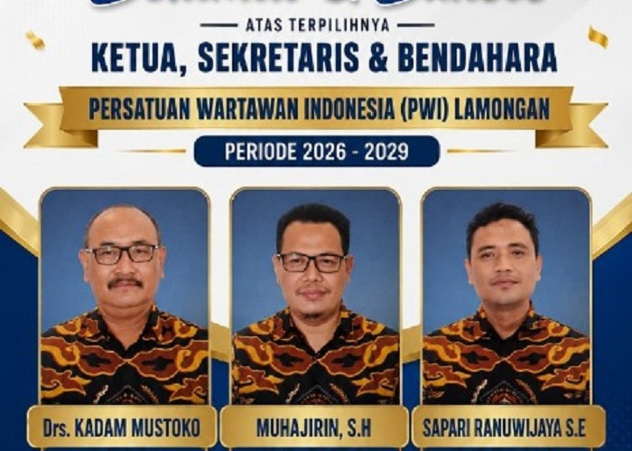 Kadam Mustoko Kembali Pimpin PWI Lamongan, Ketua PWI Jatim Tekankan Pers Mitra Kritis Pemerintah