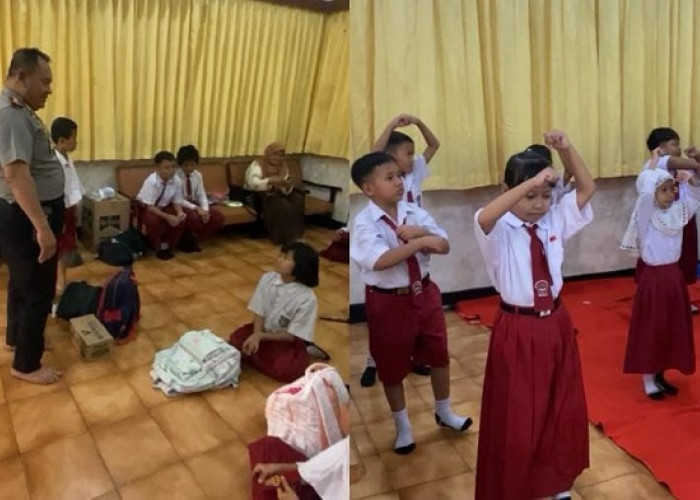 Kapolsek Simokerto Ajak Siswa SD Kemala Bhayangkari Senam dan Hafalkan Alquran
