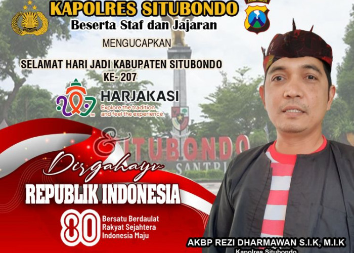 Kapolres Situbondo Mengucapkan Selamat Harjakasi Ke-207 dan HUT Ke-80 Kemerdekaan RI