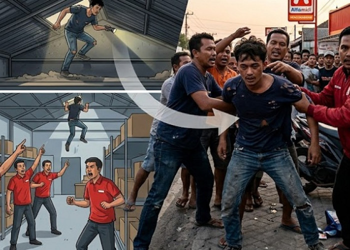 Maling Minimarket di Pandaan Pasuruan Ditangkap Warga Usai Kabur Lewat Loteng