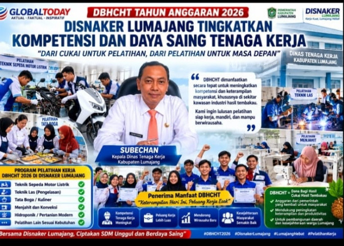 Manfaatkan DBHCT Rp 1,9 M, Disnaker Lumajang Cover BPJS 15.188 Pekerja Rentan dan Gelar Pelatihan Kerja