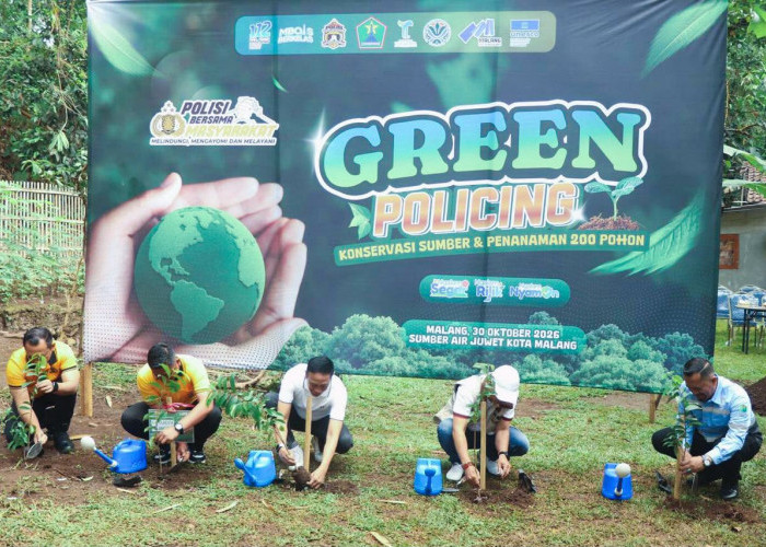 Program Green Policing, Polresta Malang Kota Bersama Pemkot dan Tugu Tirta Hijaukan Sumber Juwet